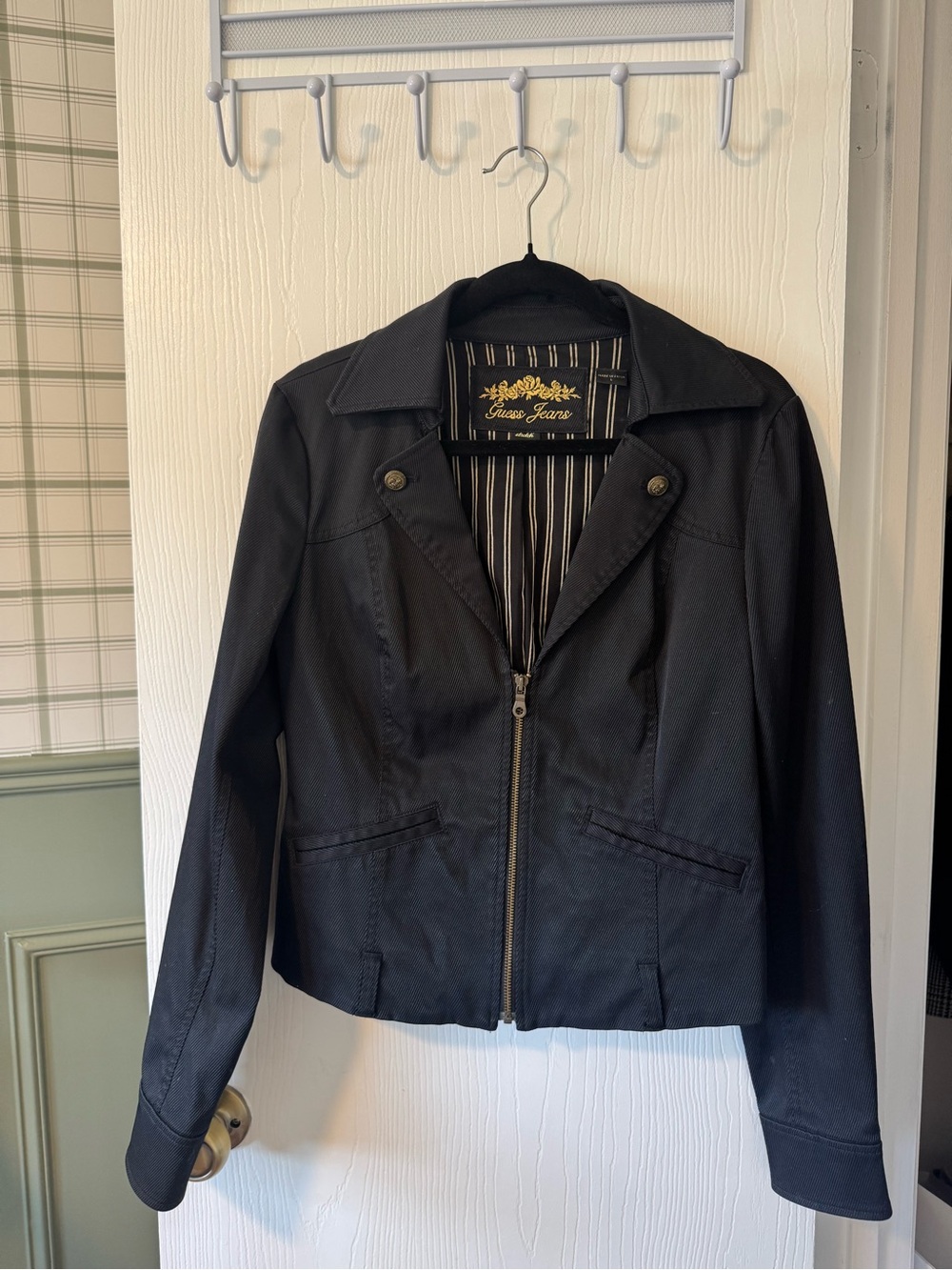 Guess Black Women's Zip-Front Blazer Jacket